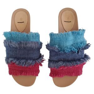 Anthropologie Bill Blass Megan Frayed Slide Sandals Size 6